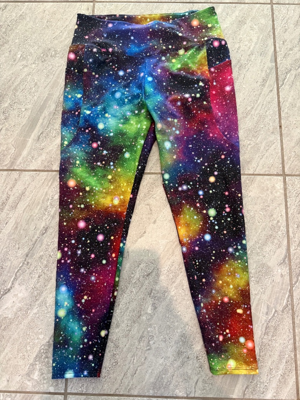 Fiercepulse Compression Colorful Universe Leggings w/Pockets XXL